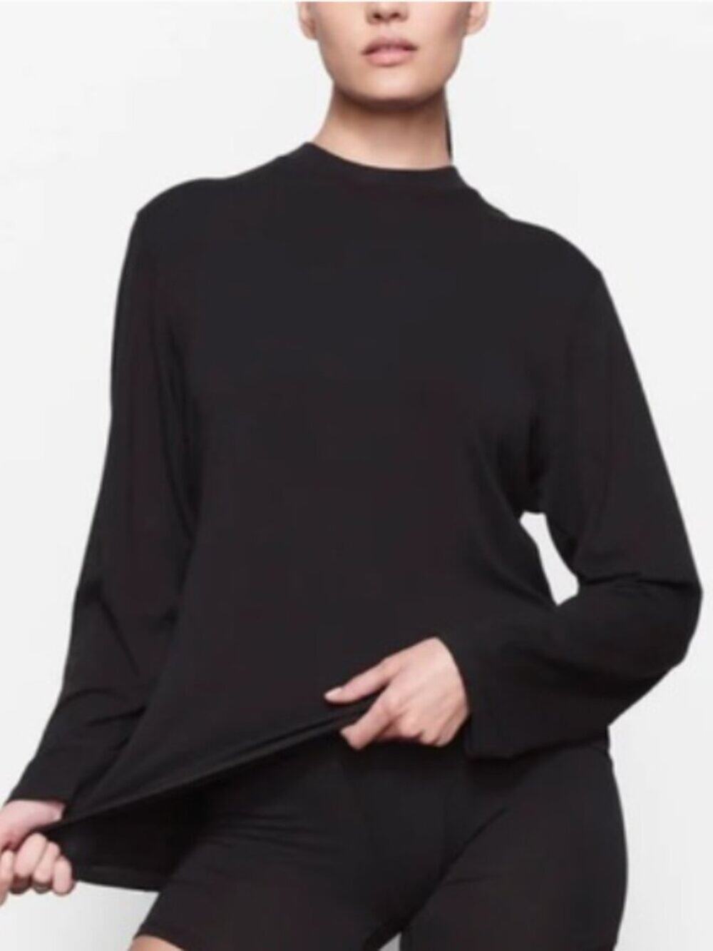 SKIMS BOYFRIEND LONG SLEEVE T SHIRT IN ONYX NWT Size 2X